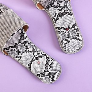 White women's flip-flops with embossing a'la snake skin Oncho - Footwear