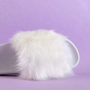 White women's flip-flops with fur Danita - Footwear