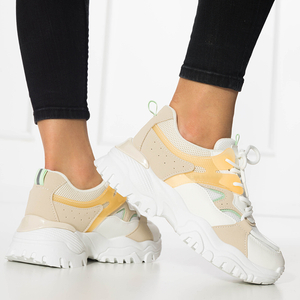 White women's sneakers with beige Goya elements - Footwear