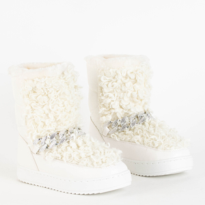 White women's snow boots with a decorative upper Port - Footwear