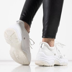 White women's sports shoes on a solid sole Frewana - Footwear