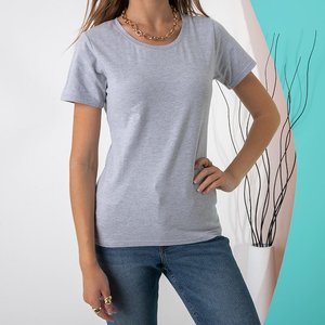 Women's Gray Cotton T-Shirt - Clothing