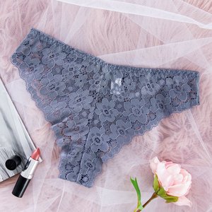Women's Gray Lace Brasilans - Underwear