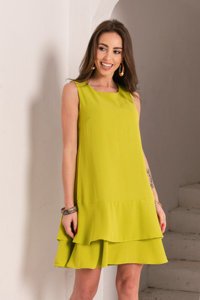 Women's Green Sleeveless Dress - Clothing