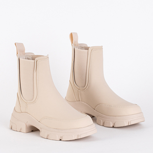 Women's beige matte boots from Resena - Footwear
