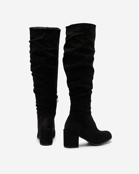 Women's black boots on the post in black Beroll- Footwear