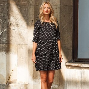 Women's black dress with white polka dots - Clothing