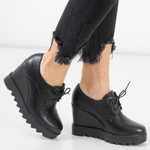 Women's black lace-up boots on a platform heel Vitolina - Footwear