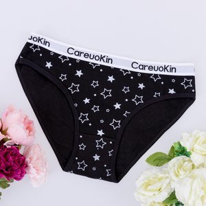 Women's black panties with stars - Underwear