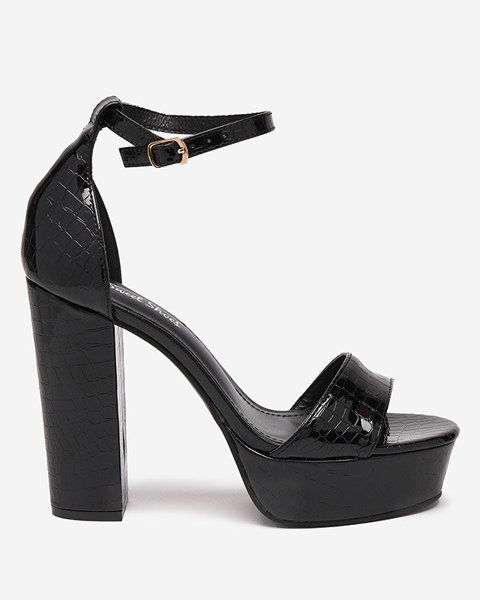 Women's black patent sandals on a high post Keline - Footwear