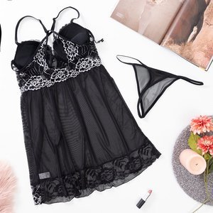 Women's black petticoat with lace inserts - Underwear
