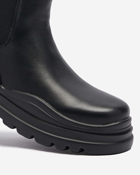 Women's black slip-on boots on a thicker Beja sole - Footwear