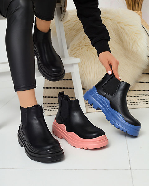 Women's black slip-on boots on a thicker Beja sole - Footwear