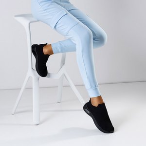 Women's black striped woven sneakers Laria - Footwear
