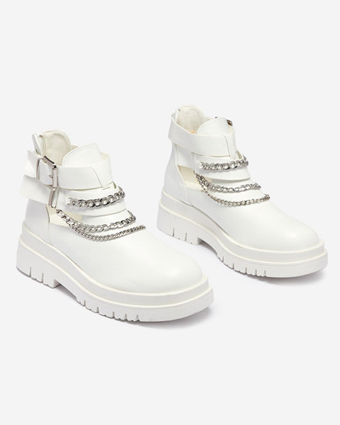Women's boots with cut-outs in white Setica - Footwear