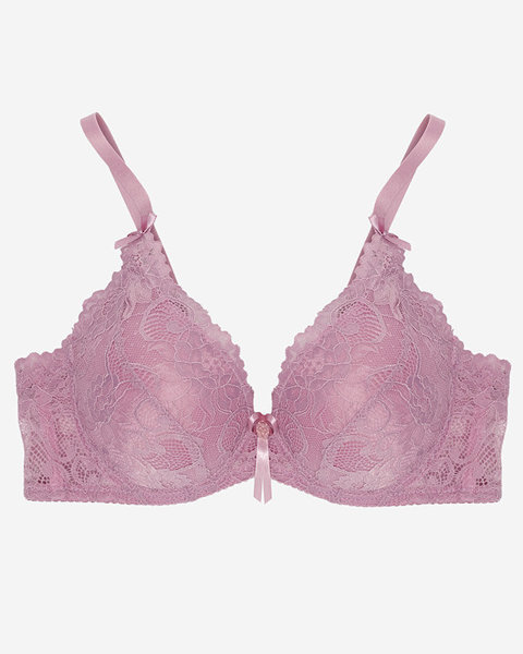 Women's bra with lace in a dark pink color - Underwear