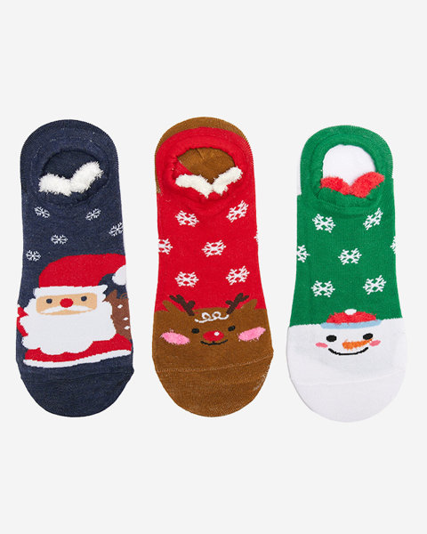 Women's colorful foot socks with Christmas print 3/pack - Underwear