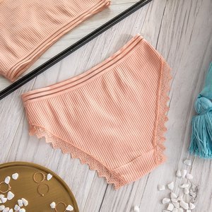 Women's dark pink panties with lace - Clothing