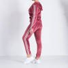 Women's dark pink tracksuit with stripes - Clothing
