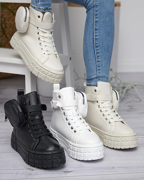 Women's eco leather sports shoes in white Kolibs- Footwear