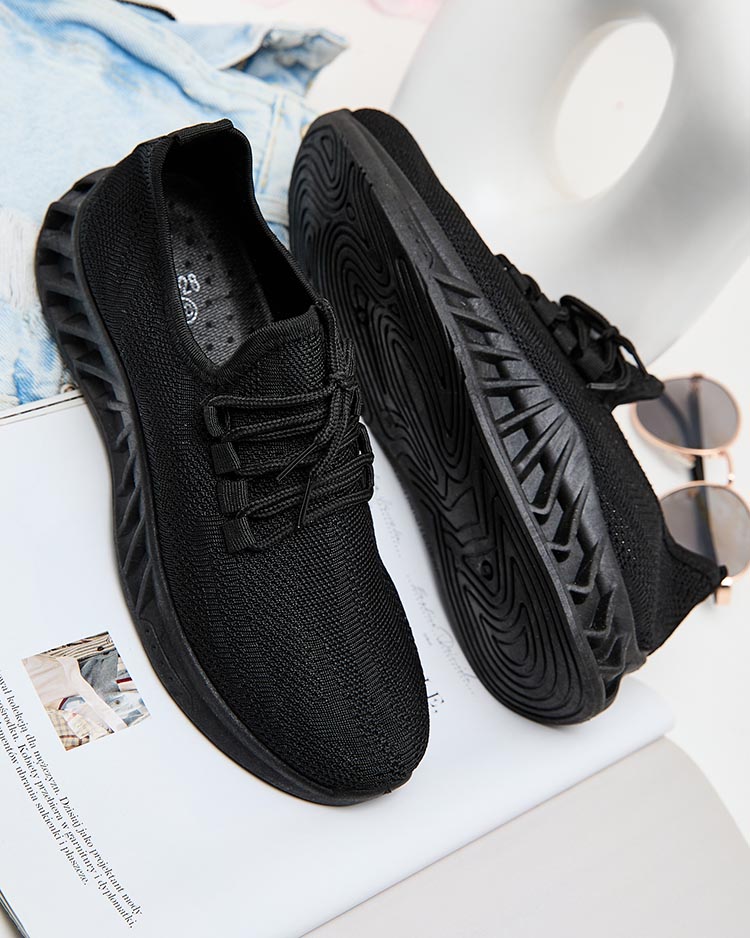 Women's fabric sports shoes in black Acarfi- Footwear