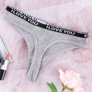 Women's gray cotton thong - Underwear
