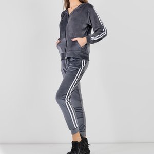 Women's gray sweat suit with stripes - Clothing