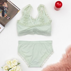 Women's green lingerie set with lace - Underwear