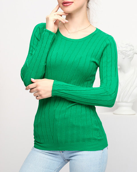Women's green round neck sweater - Clothing