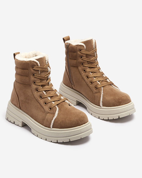 Women's insulated trapper boots in camel Tivica - Footwear