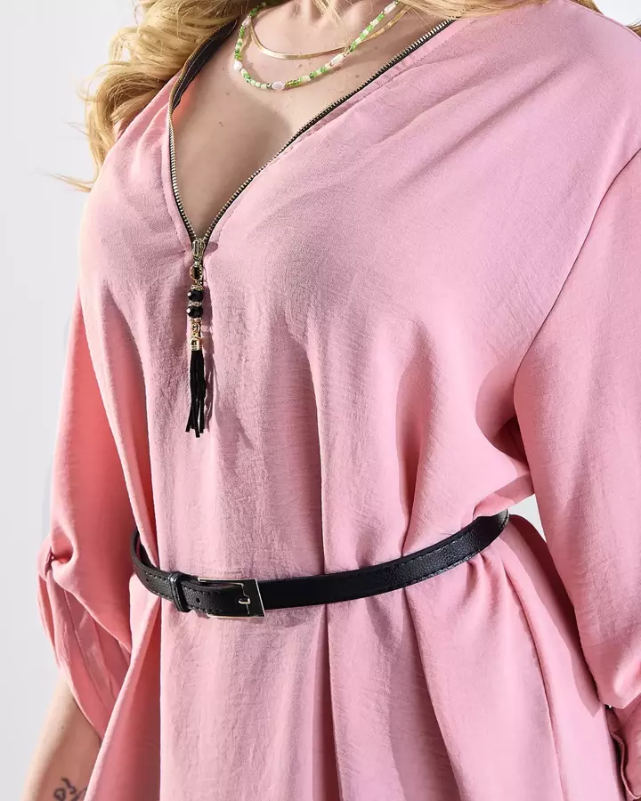 Women's knee-length dress in pink- Clothing