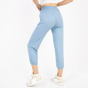 Women's light blue fabric trousers - Clothing