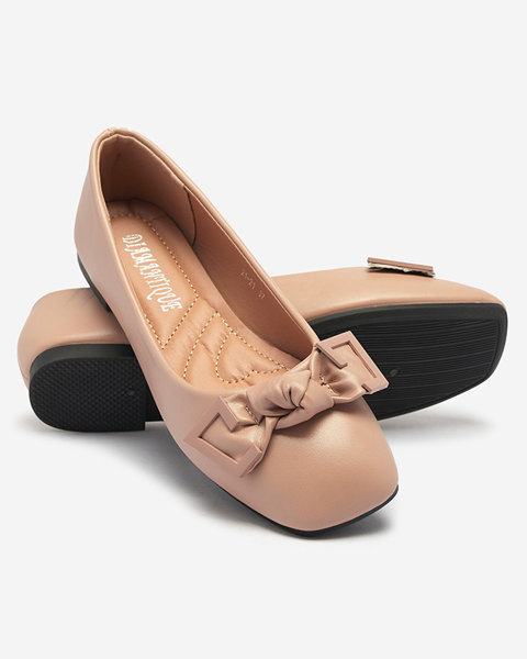 Women's light brown ballerinas with decoration on the nose Caxien- Footwear