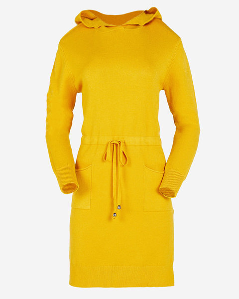 Women's mustard hooded sweater tunic - Clothing
