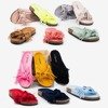 Women's mustard slippers with Amassa fringes - Footwear