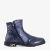Women's navy blue boots decorated with animal embossing Coslyc - Footwear