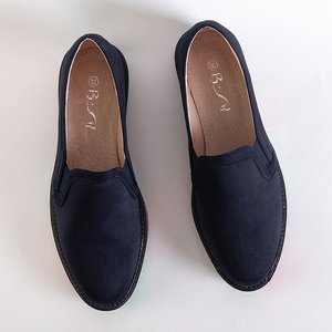 Women's navy blue eco-suede slip-on half shoes Spesi - Footwear