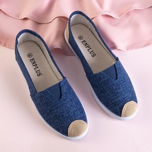 Women's navy blue espadrilles made of Mirlenace fabric - Footwear