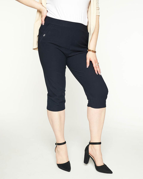 Women's navy blue fabric 3/4 PLUS SIZE shorts - Clothing
