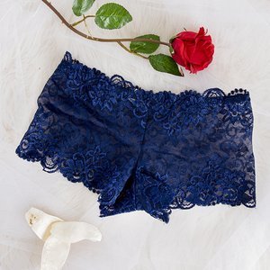 Women's navy blue lace boxer shorts - Underwear