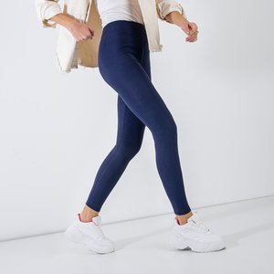 Women's navy blue leggings with an embroidered kitten - Clothing