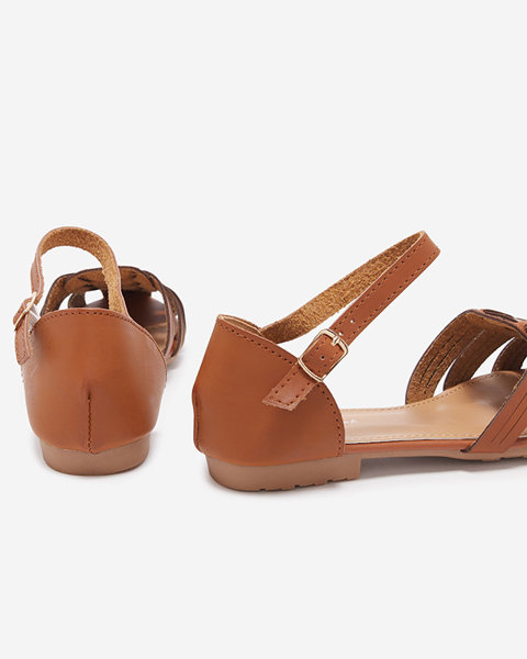 Women's openwork ballerinas with a cutout on the sides in camel color Viholy Footwear