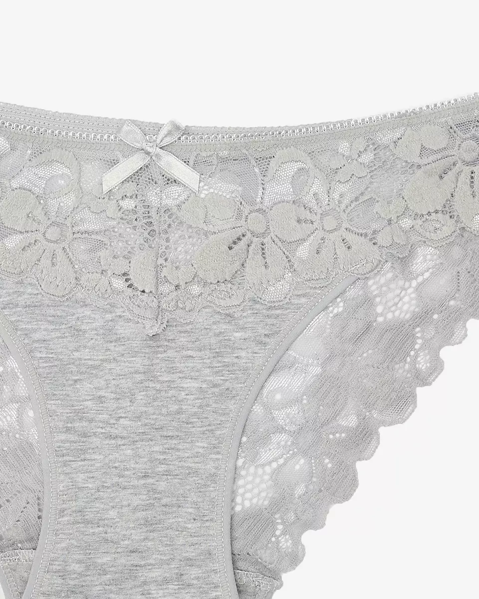 Women's panties with lace in light gray- Underwear
