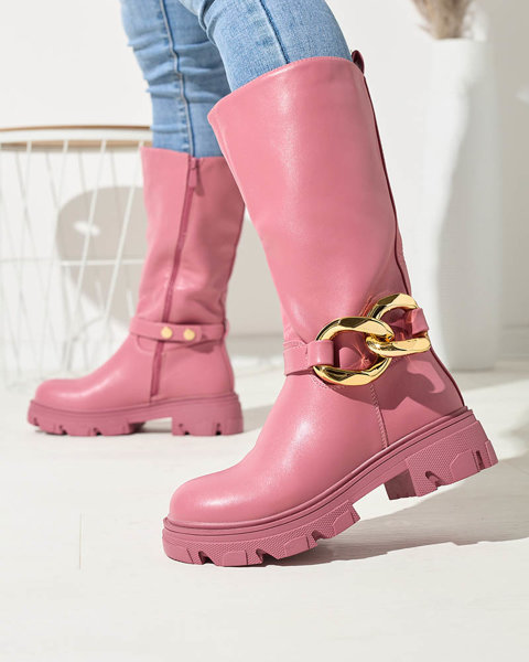Women's pink boots with chain Sudfa - Footwear