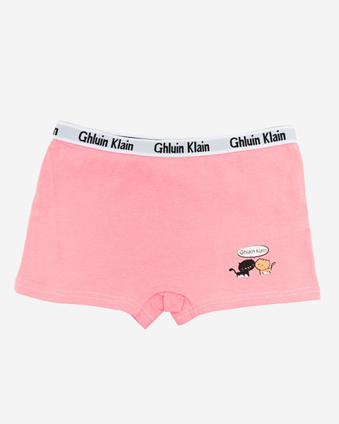 Women's pink uniform boxer shorts with print- Underwear