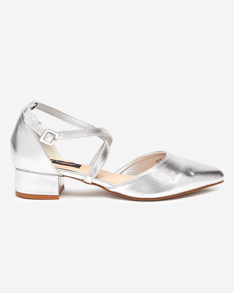 Women's pumps with flat heels in silver Wohasi- Shoes