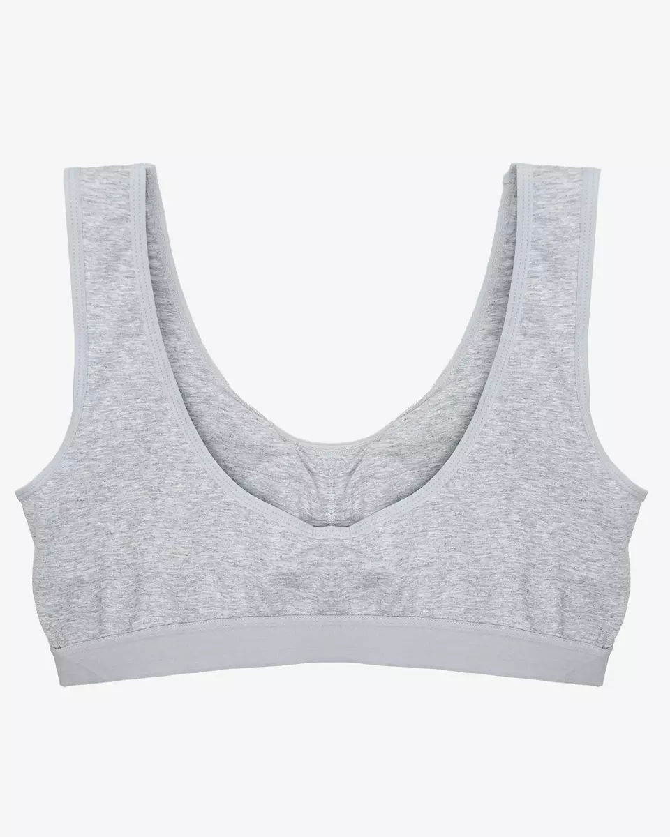 Women's sports bra with lace in gray PLUS SIZE - Underwear