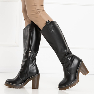 Women's warm boots on the post in black Ziva - Footwear