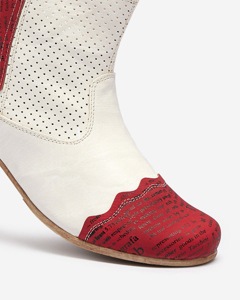 Women's white and red openwork boots Behami- Footwear