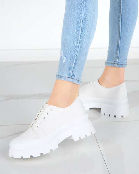 Women's white lace-up shoes Rozia - Footwear
